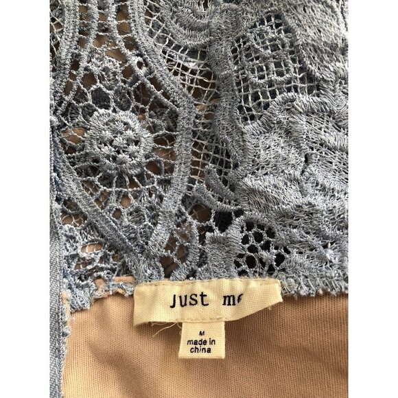 Just Me Women’s Lace Blue Nude Lined Lace Sheath Dress size M - Picture 9 of 12